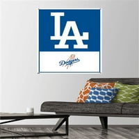 Лос Анджелис Доджърс - Плакат за стена с лого с pushpins, 22.375 34