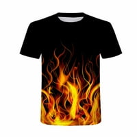 Мъжки новост 3D модел Лятна графична тениска с къси ръкави за мъже Пламък печат Графичен тройник Топс улично облекло Стилна тениска