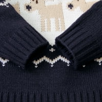 Коледен детски пуловер, кръгла шия дълъг ръкав пуловер с лосове за пролет и зима