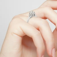 Обет и завинаги персонализирани булчинска Платина над стерлинги сребро брилянтен бял топаз с лист подробно гравиран сватбен пръстен