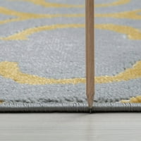 Преходна зона килим Геометричен жълт, сив вътрешен бегач лесен за почистване