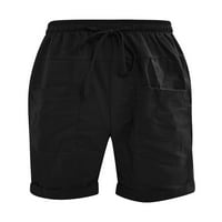 Paille Mens Bottoms Drawstring Summer Short Pants Solid Color Beach Shorts Classic Fit Yoga Mini Trowers Black S