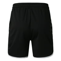 Wendunide Men's Pants Male Summer Sport Splice White Bar Shorts DrawString Solid Pocket Shorts Quarter Pants Black XXXL