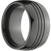 Полукръг Черен циркониев пръстен с три жлеба