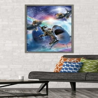 Джеймс Букър - Галакси Котка Акули Стена Плакат, 22.375 34 В Рамка